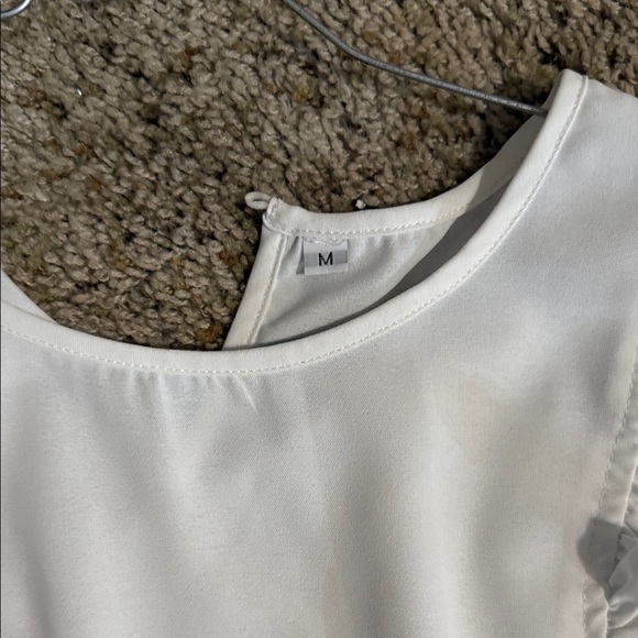 White Sleeveless Ruffle Top - Picture 2 of 2